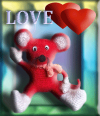 Анимация. Вязаная игрушка - мышка. love