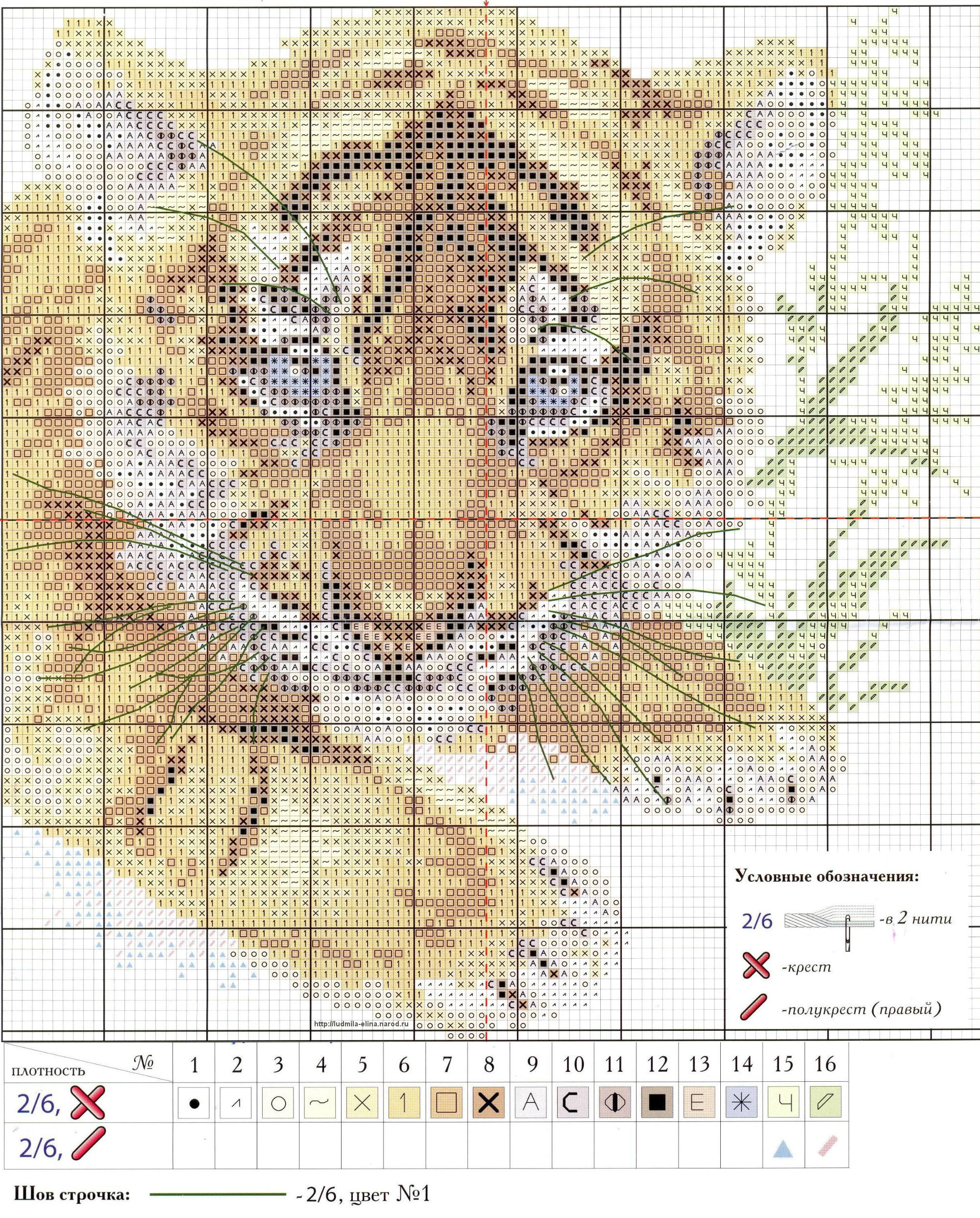 Схема вышивки Тигр