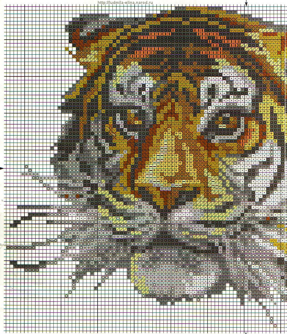 Схема вышивки «Тигрица с тигрятами» (№1491016) - Вышивка крестом