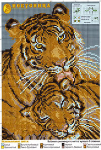 вышивка Любовь матери, Тигрица и тигренок, схема