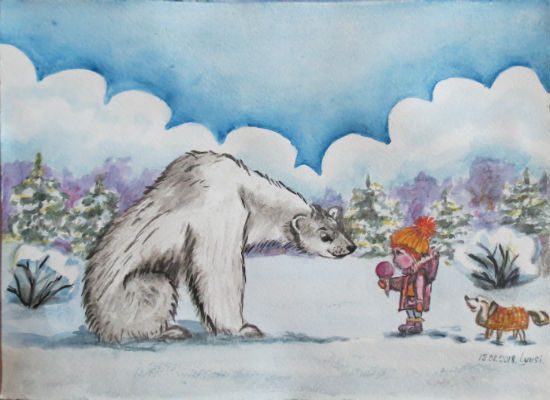 акварель, watercolor, winter, polar bear, illustration, picture, lyusi, ludmila elina;